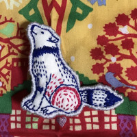 狼さん刺繍ブローチ：ピンクサイダー / ☆ヒロミンゴフラミンゴ☆