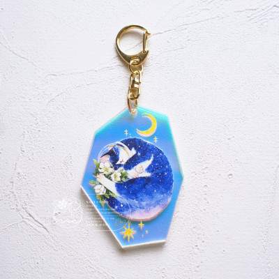 花猫アクリルキーホルダー〈月〉 / 汐　那木