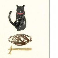 「黒猫と宇宙人と肉じゃが」ポストカード / 猫春