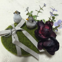 リングピロー 2匹の鳥とお花のリングピロー / FuUSENKA