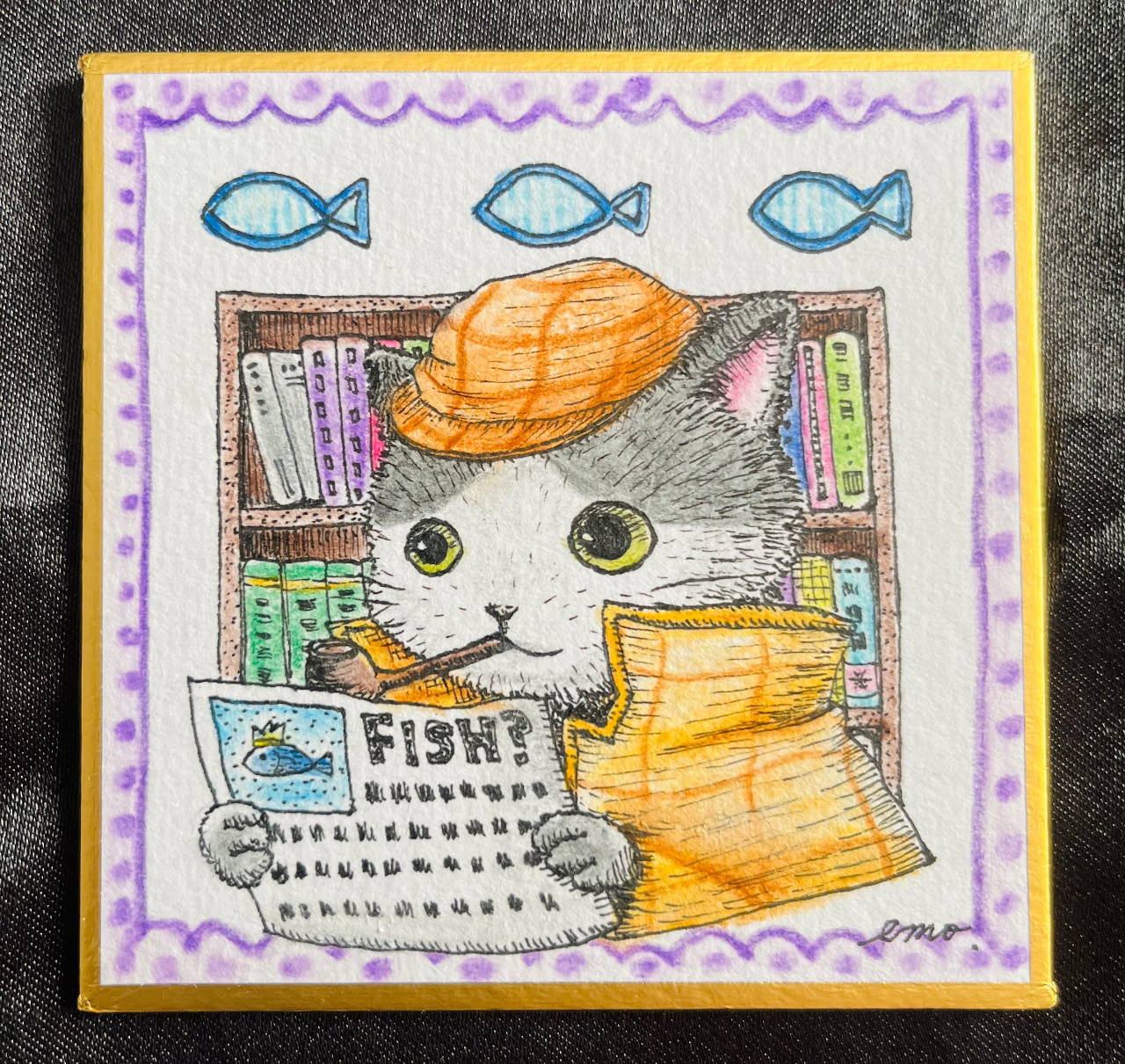 原画 猫 色紙 猫 ネコ【原画 ポストカードサイズ 色鉛筆画】 絵画 ちさと 通販