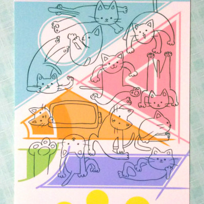 ポストカード6(紙ペラにゃんこ/色1) / メノノッカ