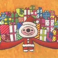 なまけものくん クリスマスポストカードB / Pink Giraffe