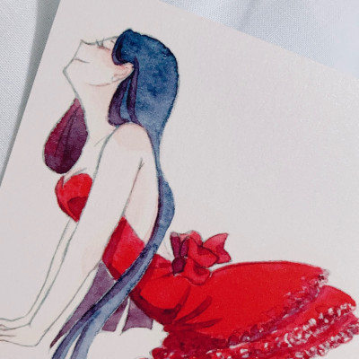 ポストカード「赤いドレス(2)」 / つかさ