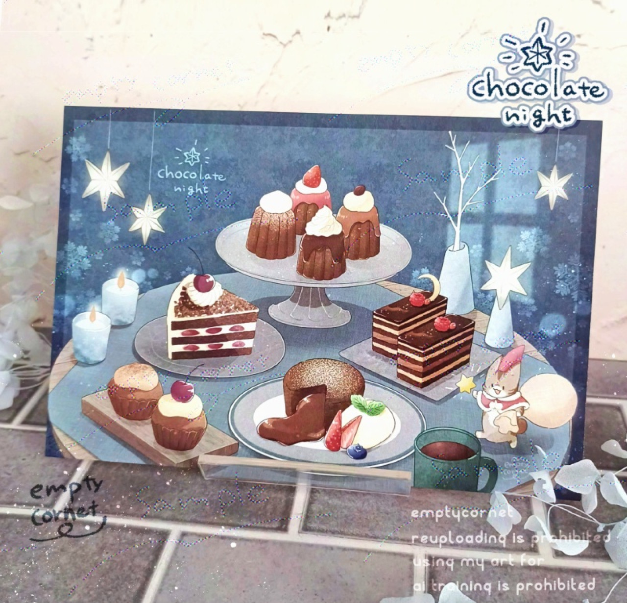 冬の夜とチョコスイーツ】ポストカード by 里内良～雑貨百般・本当に